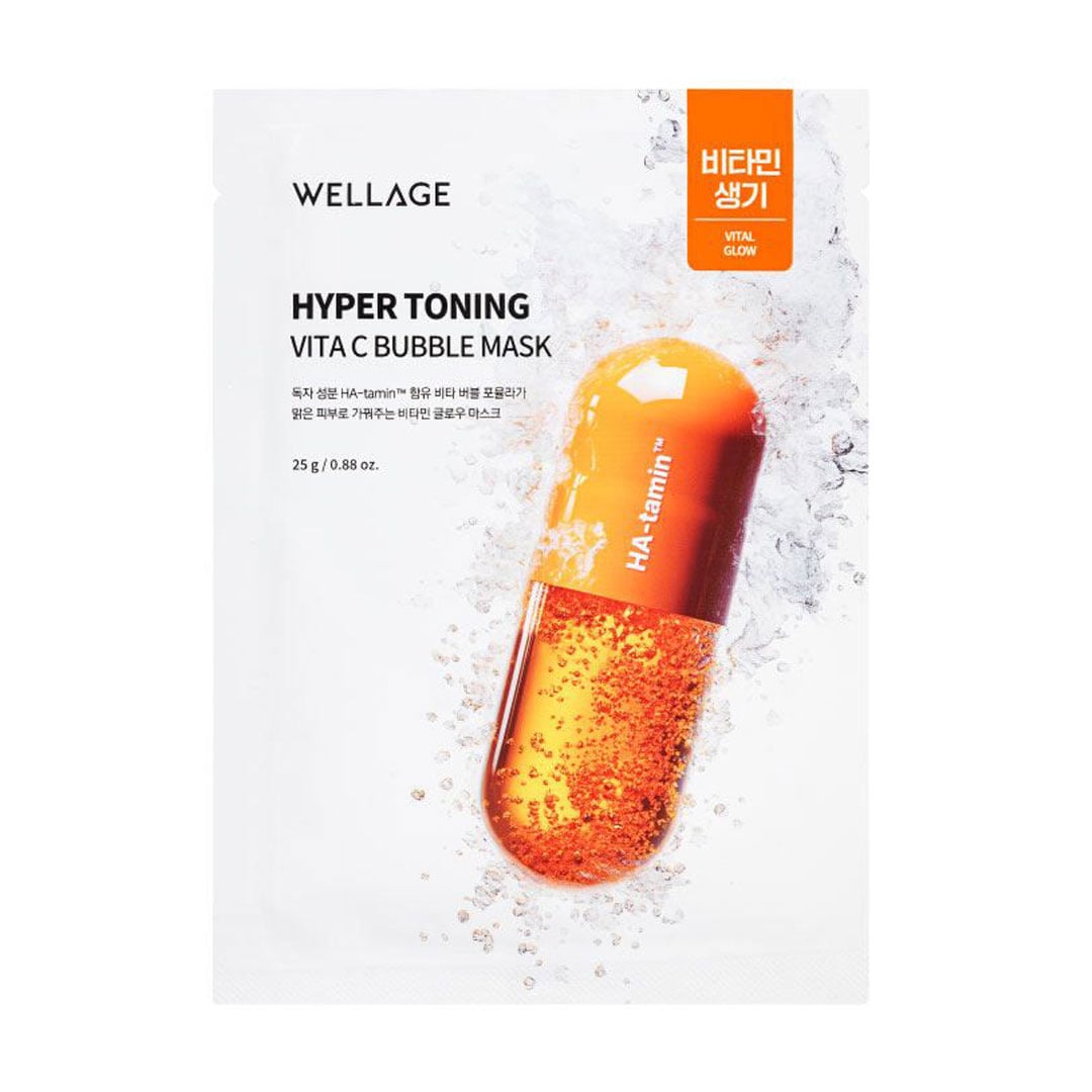 Освітлювальна бульбашкова маска для обличчя WELLAGE Hyper Toning Vita C Bubble Mask з вітаміном С, 25 г